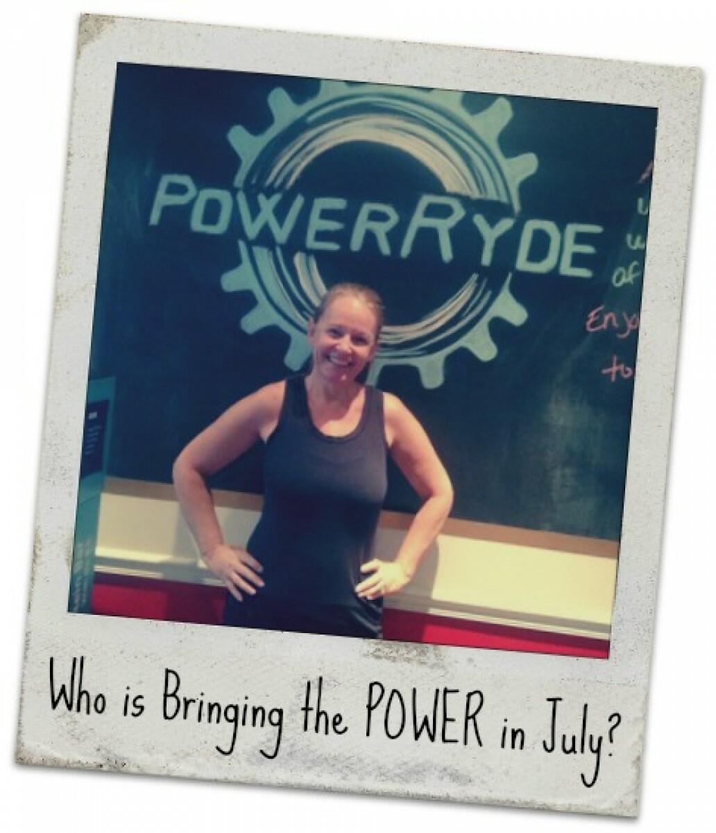 Polaroid style picture of Michelle Neuman with 'Who Brought the POWER in July'?